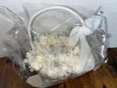 ホワイト ドライフラワー リングピロー　かご