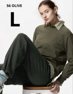 ユニクロ フリース クルーネックT オリーブ L