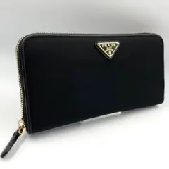 RFID・美品★プラダ　TESSUTO ラウンドファスナー　長財布 ブラック