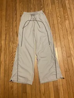 line design nylon baggy flare pants Y2K