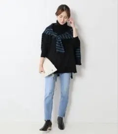 FRAMeWORK 裾スリット デニムクロップドパンツ サックスブルー 36のサムネイル