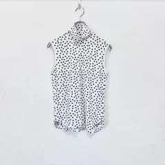 CLAIR PLUS　クレールプリュス ハイネック ノースリーブシャツ ドット
