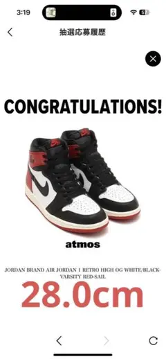 28cm AIR JORDAN 1 RETRO HIGH OG エアジョーダン1