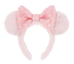 ピンク リボン付き耳型ヘアバンド