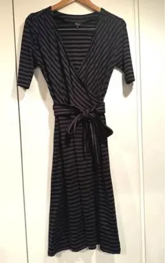 SALE❣️Harrisボーダーラップワンピース　グリーン✖️濃いグレー　Mサイズのサムネイル