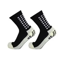 グリップソックス　2足　黒　サッカーソックス　フットサル　人気　セット