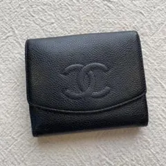 CHANEL ブラックレザー 二つ折り財布　正規品