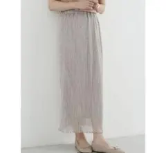 earth プリーツシアーラメロングスカート