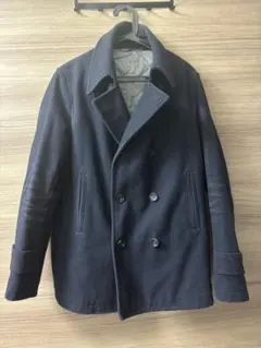 GU ジーユー ネイビー ウール ダブルブレスト ピーコート Sサイズ