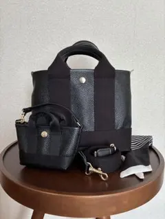 TOPKAPIスコッチグレインネオレザーミニトート黒bagショルダーベルト付きのサムネイル