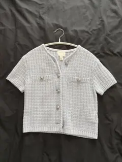 H&M 半袖ニットカーディガン パステルブルー XS 美品