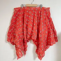 G:21【M】バンダナ柄　オレンジ ミニスカート　差し色　2way Y2K