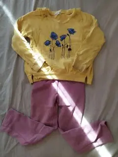 【セット】120 花柄トレーナー&紫ボトムス