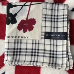BURBERRY 大判ハンカチ バーバリー チェック 花柄 透かしのサムネイル