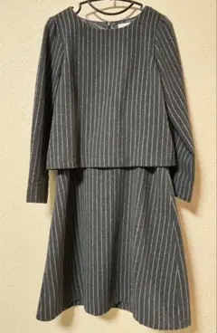 セットアップ　グレー　ストライプ　綺麗め