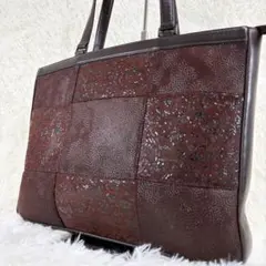 印傳屋 トートバッグ ハンドバッグ 肩掛け パッチワーク 唐草模様 