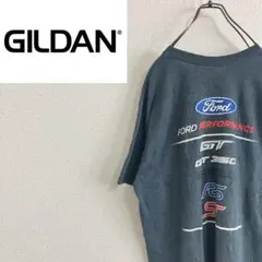 【バックプリント】GILDANギルダン　レーシングTシャツ　車　グレー　L