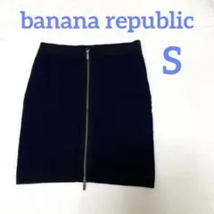 banana republic ♥︎ニットミニスカート フロントファスナー紺黒　S