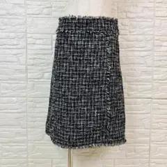 Theory WESTWOOD ツイード ラップスカート 2 フリンジ 黒白のサムネイル