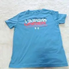 アンダーアーマー　キッズ　Tシャツ　運動着　ロゴ　ブルー