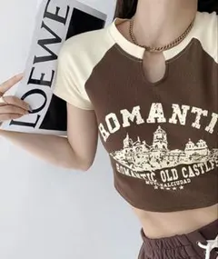 GLAMOROUS JANE ラグラン配色クロップド丈Tシャツ　フリーサイズのサムネイル