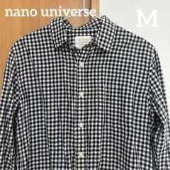 ナノユニバース　リネン　シャツ　ギンガムチェック　メンズ
