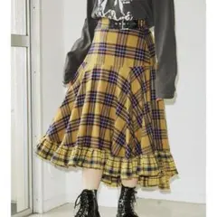 jouetie クレイジーチェックフリルスカート イエロー