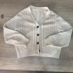 【タイムセール】美品GU アイボリー ベージュ ケーブル編み カーディガン L