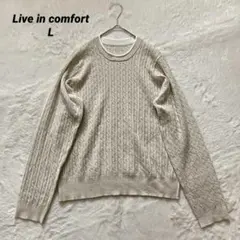 Live in comfort ケーブル編み ニット アイボリー Lのサムネイル