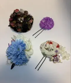 花モチーフ 髪飾り 4点セット