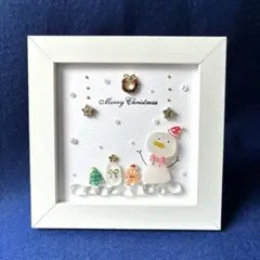 シーグラスアート　メリークリスマス　スノーマン
