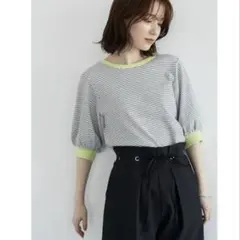 ストライプ バルーンスリーブ Tシャツ