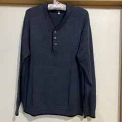 ゴールデンベア　ダークグレー Vネックニット　L