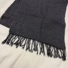 チェック柄フリンジ付きマフラー