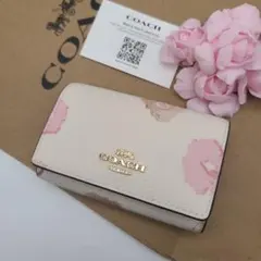 COACH】コーチ キーケース 6連 キーリング フラワー 花柄 ホワイト 白