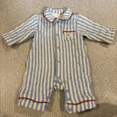 This and That バースデイ ベビーパジャマ 青と白ストライプ