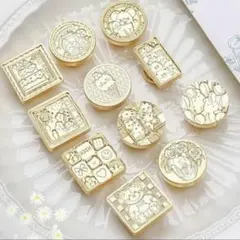 シーリングスタンプ　ゴールド　ヘッド 11種 花柄 くま リボン 封蝋