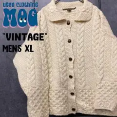 《ユーロ古着》ヴィンテージ アランニット/フィッシャーマンカーディガンメンズXL
