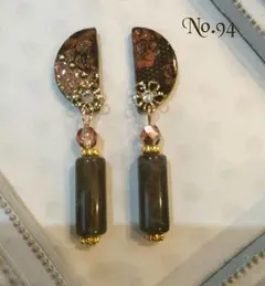 レイチェル専用♡retro flower  gold brown  イヤリング