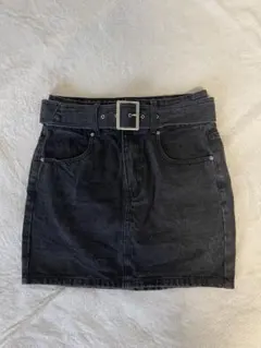 フォーエバー21 ブラックデニムタイトスカート ベルト付き