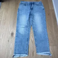 GU ジーユー デニムパンツ ライトブルー カットオフ Lサイズ