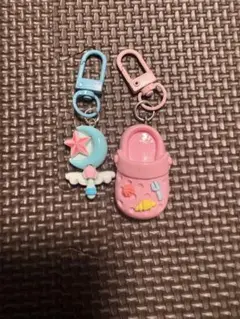 サンダル、ステッキのキーホルダー 2個セッ