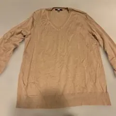 UNIQLO ベージュ ウールVネックニット 3XL