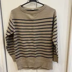 GU ストライプ柄 長袖ニットセーター
