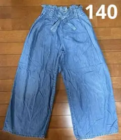 GUライトブルーワイドパンツ140