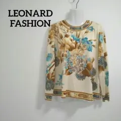 ky205 レオナールファッション 長袖トップス 総柄プリント LL ベージュ系