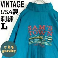 【USA製】US古着☆ヴィンテージ ナイロンジャケット　カジノ　刺繍デザイン