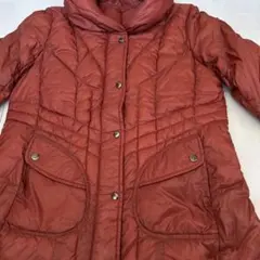 ★薄めダウンコート、ダウンジャケット（レディース M、燻んだオレンジ色）