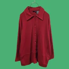【超特価】リズウェア レッド スウェット カーディガン シャツ ジャケット 長袖
