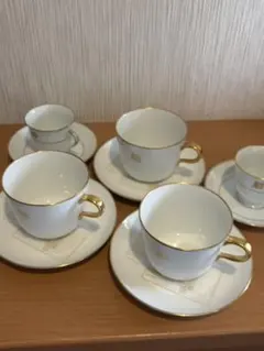 カップ&ソーサー5客　大倉陶園厚木国際カントリー倶楽部コラボカップ&ノリタケ